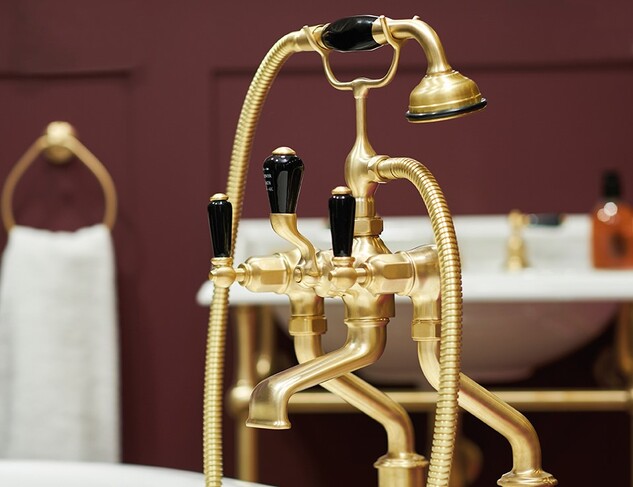 Perrin & Rowe Traditional Satin Brass Bath & Shower Mixer